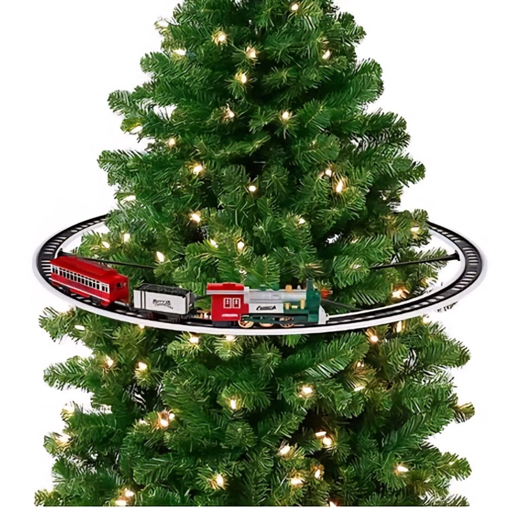 Tren navideño con soporte para árbol navideño