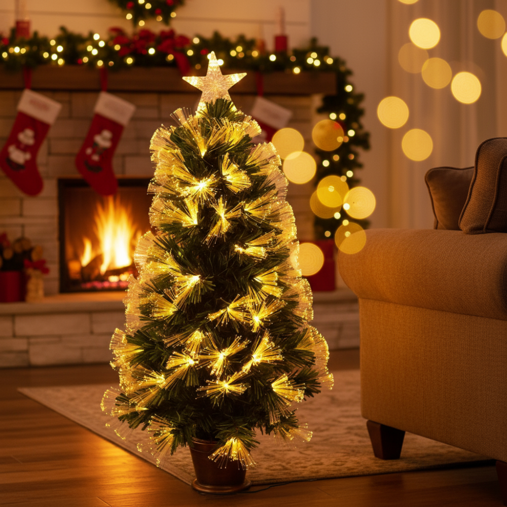 Árbol Navideño 90cm Fibra y Estrella