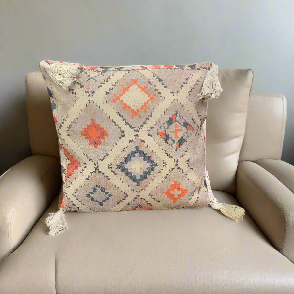 Funda cojin rombos tricolor 42x42cm