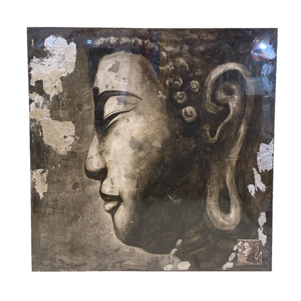 Cuadro Buda Gris Lumbini 100x100