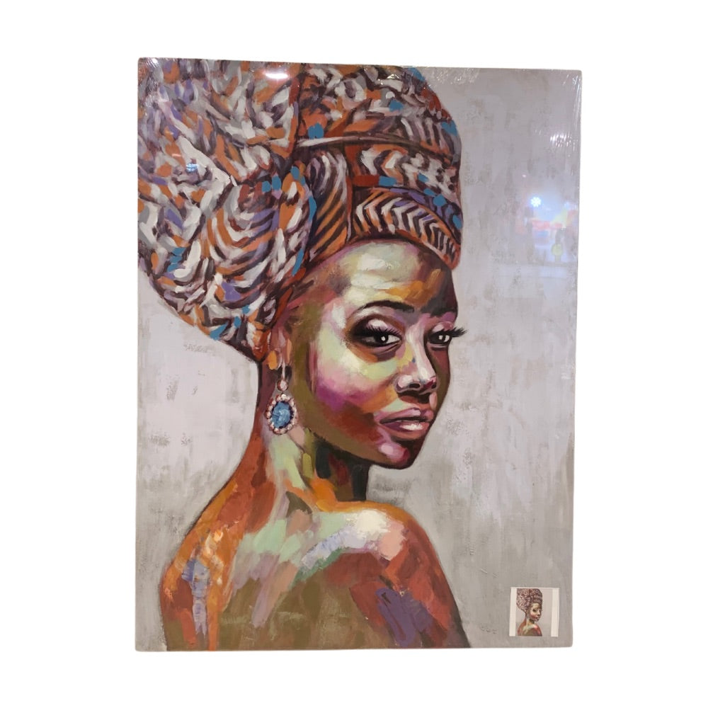 Cuadro Africana con Pañuelo 120x90