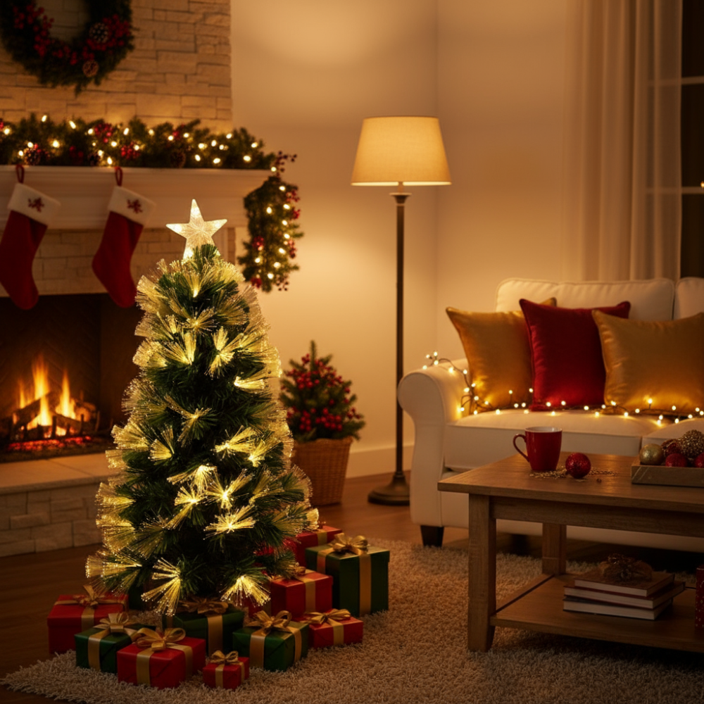 Árbol Navideño 90cm Fibra y Estrella