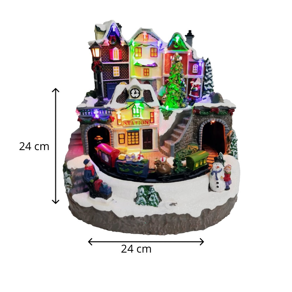 Villa Navideña Estación de Tren y Monito de Nieve