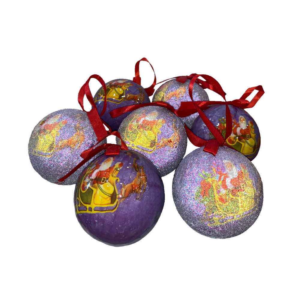 Set x 7 bolas Navideñas con Caja