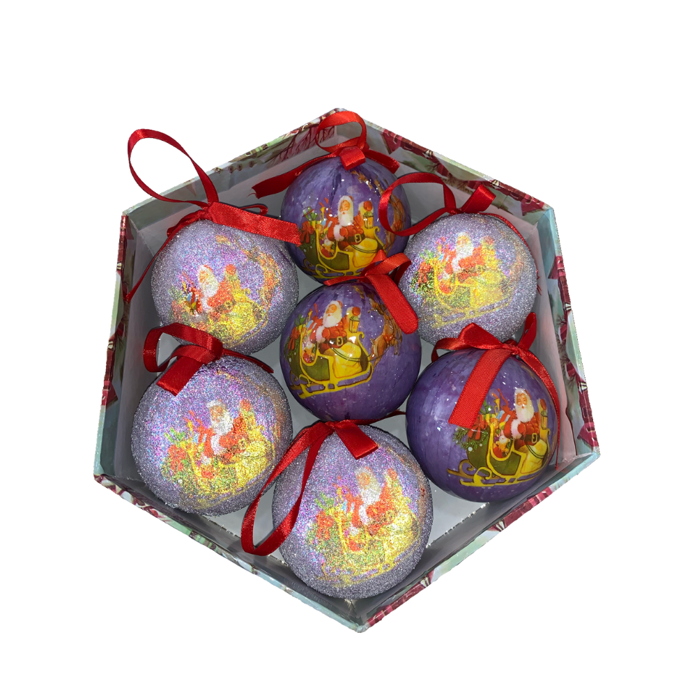 Set x 7 bolas Navideñas con Caja