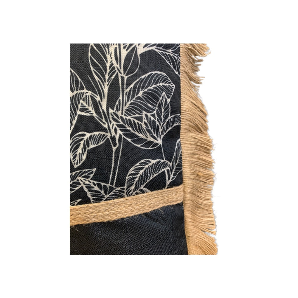 Funda de cojín negro con artillera 42x42cm